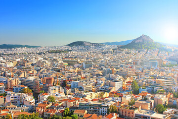 Mt Lycabettus from Acropolis in the morning, Athens, Greece