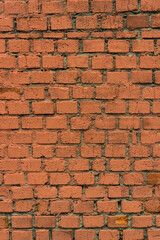 brick red wall. background of a old brick house.