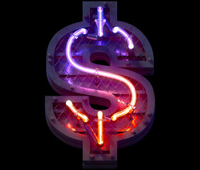 Heavy metal ultra neon font. Dollar symbol.