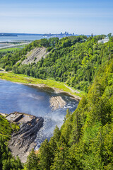 Park de la Chute-Montmorency located between the river and the cliffs (10 km east of Quebec City), it's one of provinces most spectacular sites with Montmorency falls. Quebec, Canada, North America.