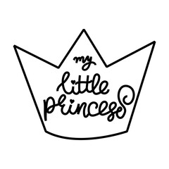 My little princess. Hand drawn with ink crowns set isolated on white.