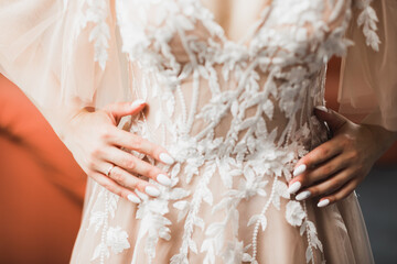 Beautiful luxury bride in elegant white dress