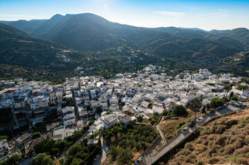 Fototapeta na wymiar View from above of Skyros town or Chora, the capital of Skyros island in Greece