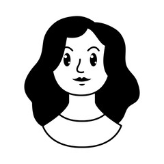 cartoon woman with long hair, line style