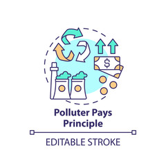 Polluter pays principle concept icon. Environmental legislation idea thin line illustration. Climate justice. Vector isolated outline RGB color drawing. Ecological compensation. Editable stroke