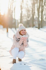 Beautiful smiling woman winter portrait