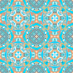 Turkish Endless Texture. Watercolor Fabric.