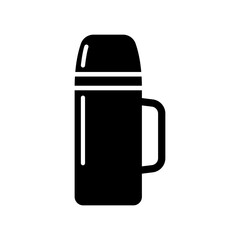 Thermos icon. Black silhouette. Vector flat graphic illustration. The isolated object on a white background. Isolate.