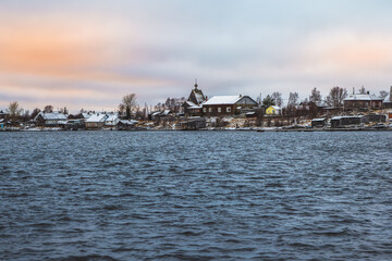 Authentic Northern city of Kem on the shore of the White sea.