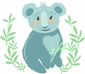 Fototapeta premium Koala illustration vector. The symbol of Australia is the koala. Baby koala sitting. Illustration of an animal. Nature and animals. Ecology