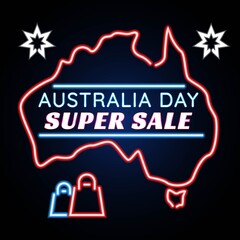 Happy australia day with neon illustration vector. Suitable for promotional banners, websites, coupons and vouchers.