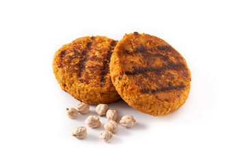 Delicious healthy chickpea burger isolated on white background