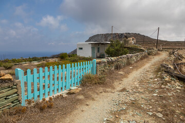 Old, destroyed windmill, Folegandros Island, Cyclades Archipelago. Greece