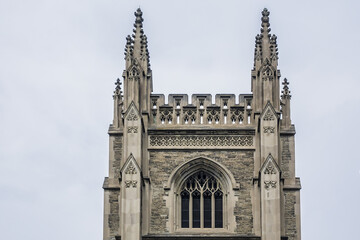 Soldiers Tower is war memorial - bell and clock tower at Toronto University. Toronto, Canada.