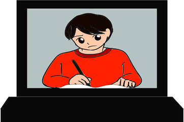 オンライン学習　私服男子