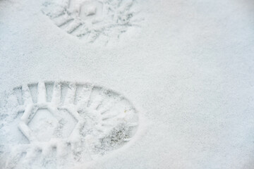 boot tread marks in the snow