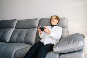 Older person playing a video game