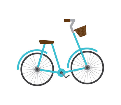 Classic vintage dutch bicycle with a basket a flat vector isolated illustration.