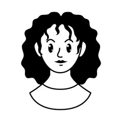 cartoon woman with curvy hair, line style
