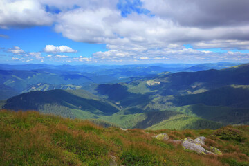 Naklejka premium View from the mountain to the Montenegrin ridge