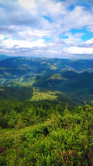 Fototapeta na wymiar View from the mountain in the Carpathians