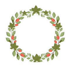 leaves flowers sprout botanical foliage nature, circle frame