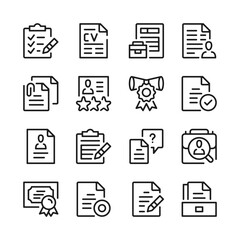Employment documents line icons set. Modern graphic design concepts, simple outline elements collection. Vector line icons