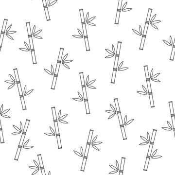 Bamboo seamless pattern. China trees with leaves decoration vector illustration.