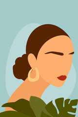 Teen Girl Face. Abstract Minimalist Boho Portrait For Teenage Girl Bedroom Wall Art Decor, Girls Party T-shirt Print etc, Shop Poster etc