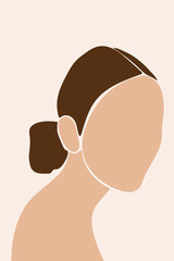 Teen Girl Face. Abstract Minimalist Boho Portrait For Teenage Girl Bedroom Wall Art Decor, Girls Party T-shirt Print etc, Shop Poster etc