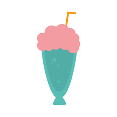 milkshake glass hand drawn icon, colorful design