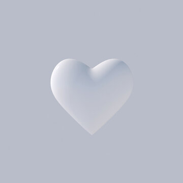 White heart shape. Abstract illustration, 3d render.