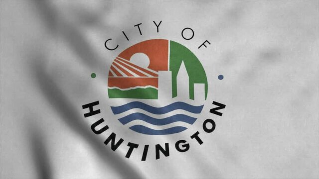 Huntington City, West Virginia Flag, waving in wind. Realistic flag background