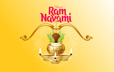 Ram Navami vector illustration religious holiday india. Shree Ram Navami , bow and arrow Lord Rama. Festive creative background design  Ram Navami