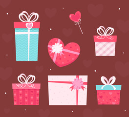Valentine's Day presents. Vector illustration.