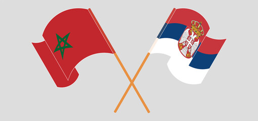 Crossed flags of Morocco and Serbia