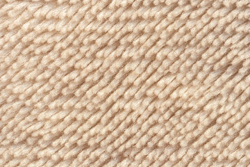 Top view cream color Fur blanket. Fluffy fake textile fur.