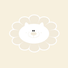 Kleiner, putziger Löwe in Blumenform als Vector Grafik in Cartoon-Style für Postkarten, Einladungen, Tapeten, T-Shirts und Spielzeuge 