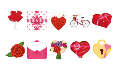Happy valentines day icon bundle vector design