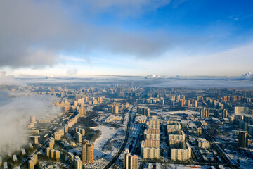 Moscow on a frosty winter day under the 