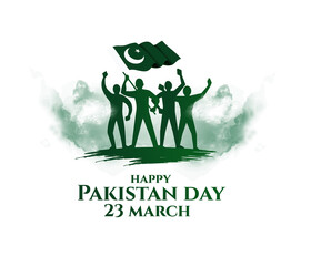 Pakistan vector illustration. Happy Pakistan Day on March 23rd. National holiday in Pakistan commemorating the Lahore Resolution passed on 23 March 