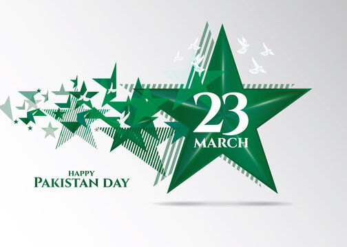Pakistan vector illustration. Happy Pakistan Day on March 23rd. National holiday in Pakistan commemorating the Lahore Resolution passed on 23 March 