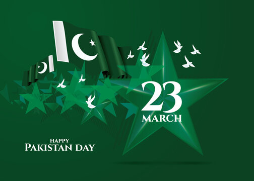 Pakistan vector illustration. Happy Pakistan Day on March 23rd. National holiday in Pakistan commemorating the Lahore Resolution passed on 23 March 