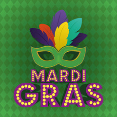 mardi gras mask on green background vector design © Gstudio