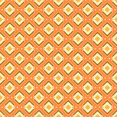 Rhombuses seamless pattern in yellow-orange colors. Bright geometric print with orange background.
