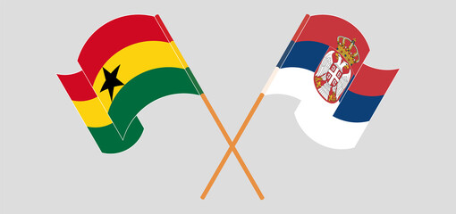 Crossed flags of Ghana and Serbia