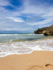 beautiful waves on the beach of yogyakarta