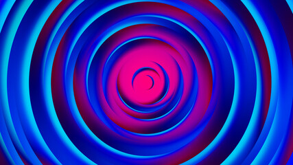 Pink purple neon circles abstract background.3D illustration with paper cut style.
