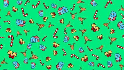 Sketchy doodle winter Christmas and New Year pattern