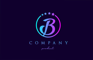 B alphabet letter logo for corporate and company. Design with circle and star in simple black and white colors. Can be used for a luxury brand